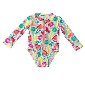 TOMMY BAHAMA GIRLS ONE PIECE LONG SLEEVE FRUIT PATTERN SWIMSUIT SIZE 18 MONTHS